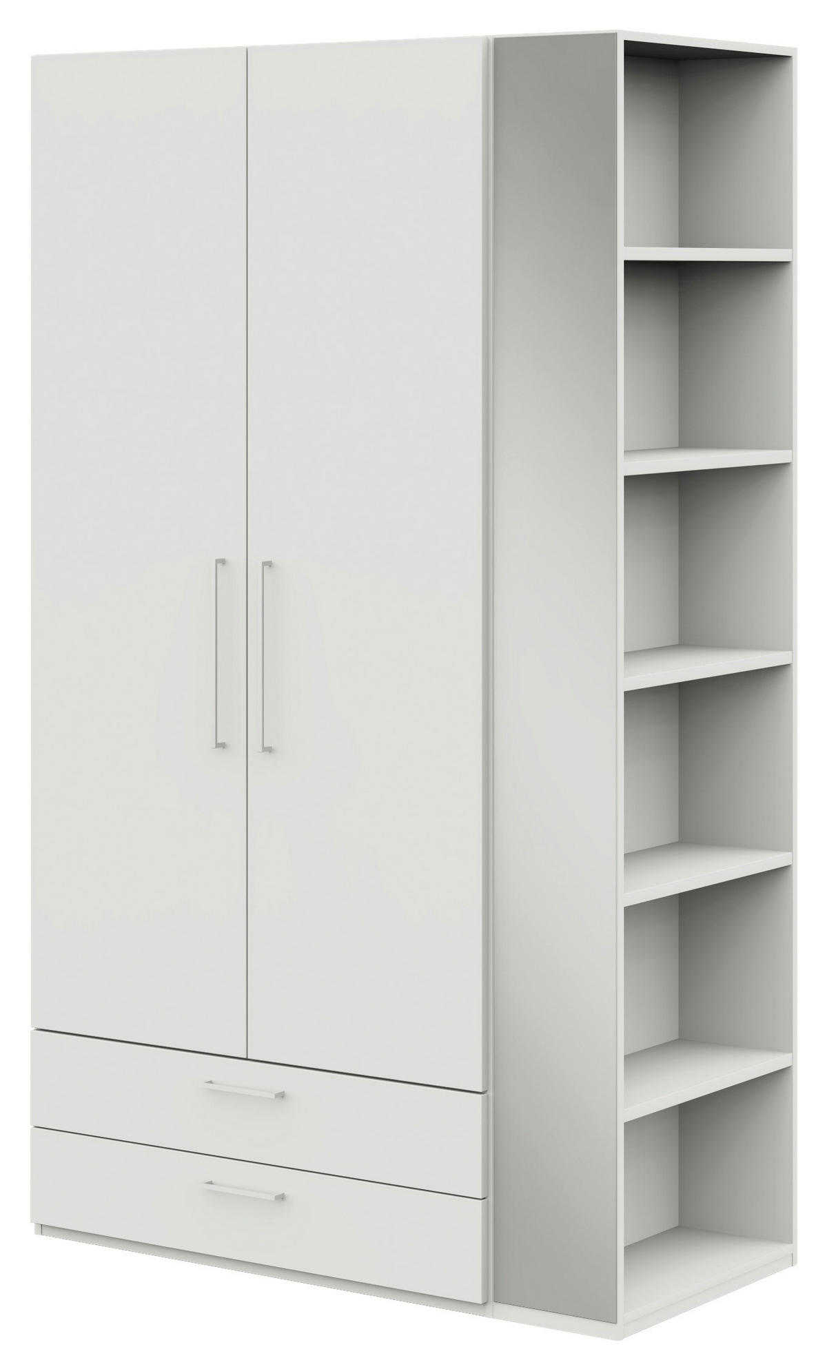 KLEIDERSCHRANK 2-türig Weiß  - Edelstahlfarben/Weiß, Design, Holzwerkstoff/Metall (126,3/213,6/59,3cm) - Cantus