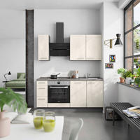 KÜCHENBLOCK Riva 180 cm  in Weiß, Schieferfarben  - Schieferfarben/Edelstahlfarben, MODERN, Holzwerkstoff/Metall (180cm) - Nobilia