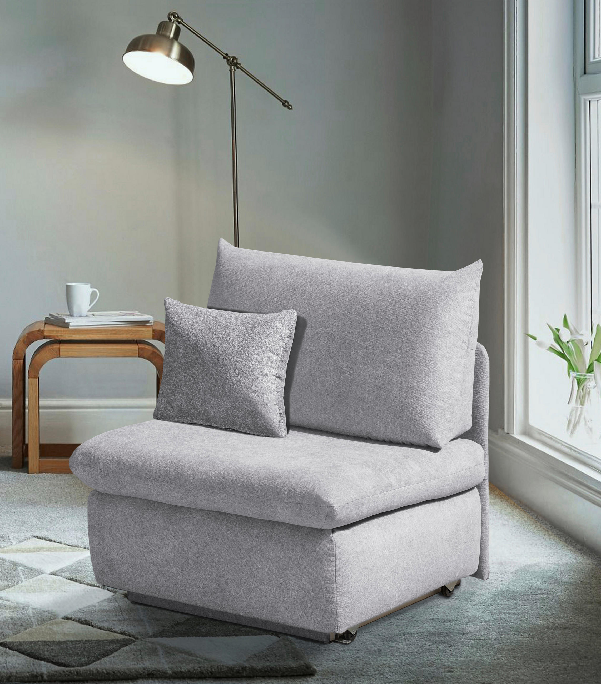 SCHLAFSESSEL Flachgewebe Hellgrau  - Hellgrau, Design, Textil (90/89/83cm) - Novel