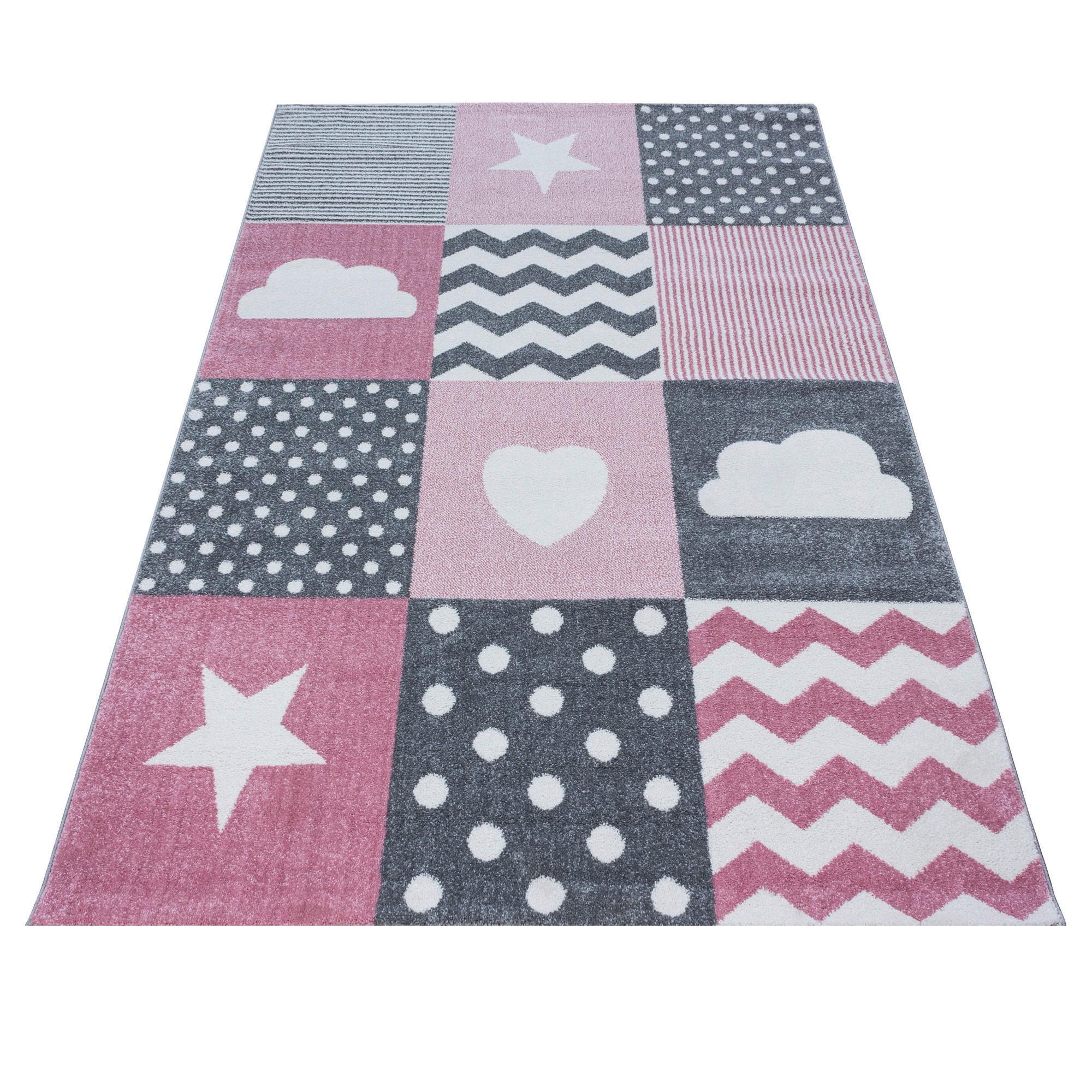 BARNMATTA 120/170 cm Kids  - vit/pink, Trend, textil (120/170cm) - Ben'n'jen