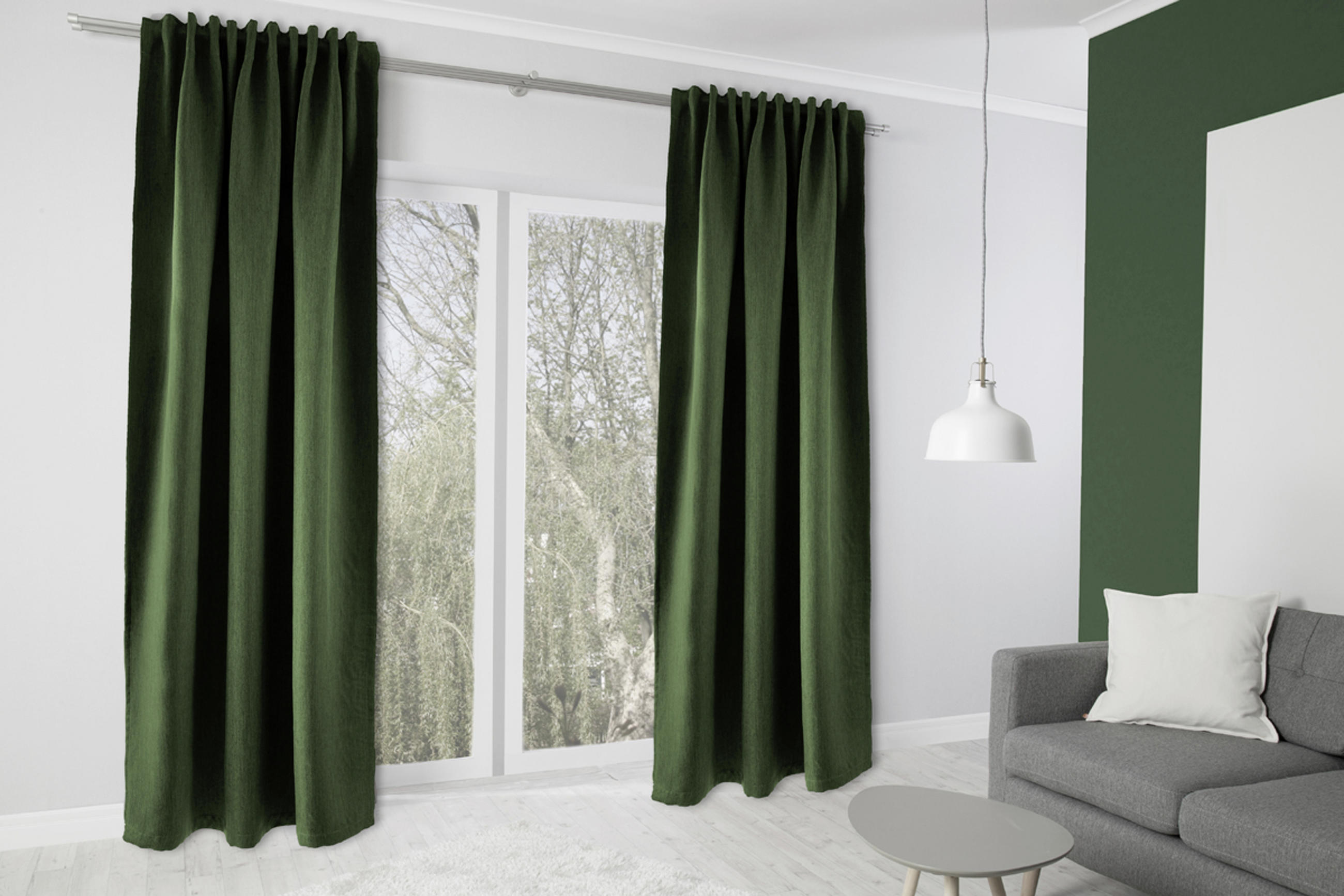 WÄRMESCHUTZVORHANG  Verdunkelung  140/245 cm   - Grün, Basics, Textil (140/245cm)
