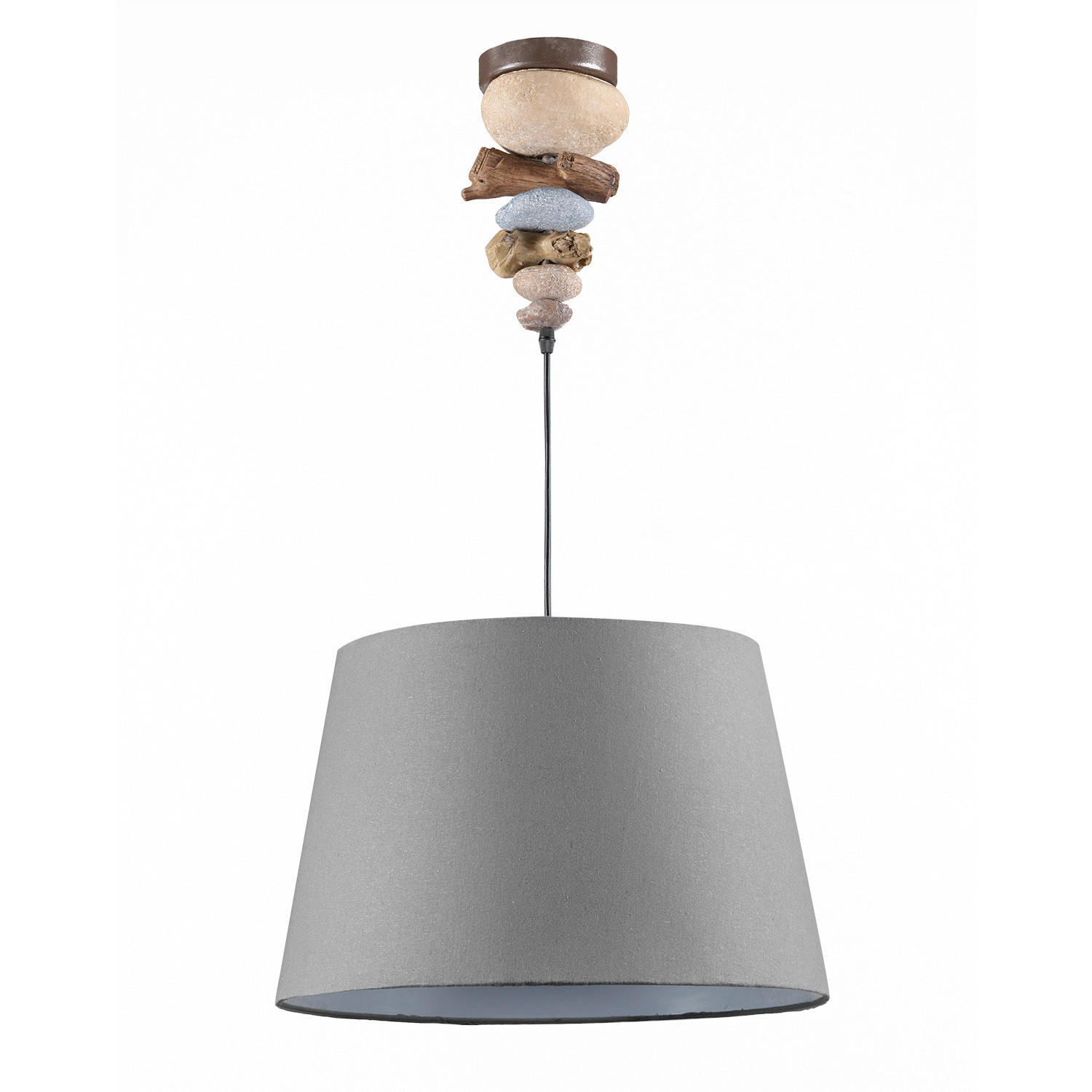 HÄNGELEUCHTE 45/90 cm   - Blaugrau, Natur, Textil/Stein (45/90cm)