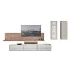 WOHNWAND  in Taupe, Nussbaumfarben  415/190/45 cm  - Taupe/Nussbaumfarben, Design, Glas/Holz (415/190/45cm) - Ambiente