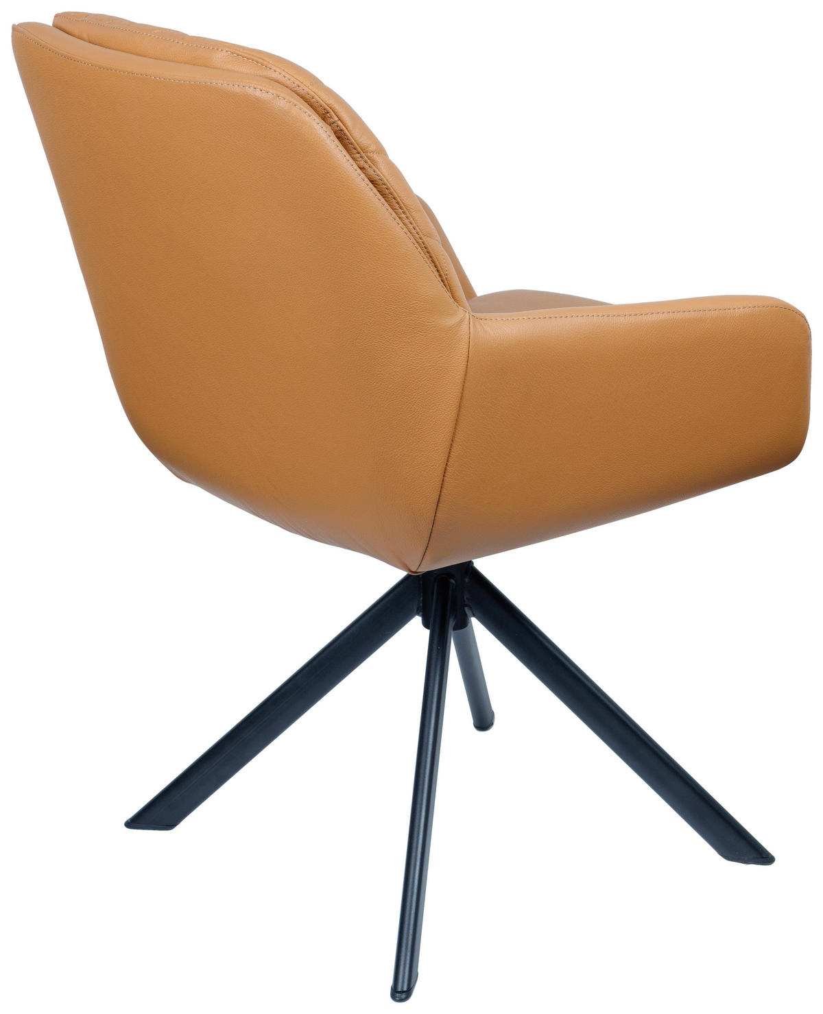 ARMLEHNSTUHL  in Echtleder naturbelassen  - Cognac/Schwarz, Design, Leder/Metall (59,5/87,5/69cm) - Moderano