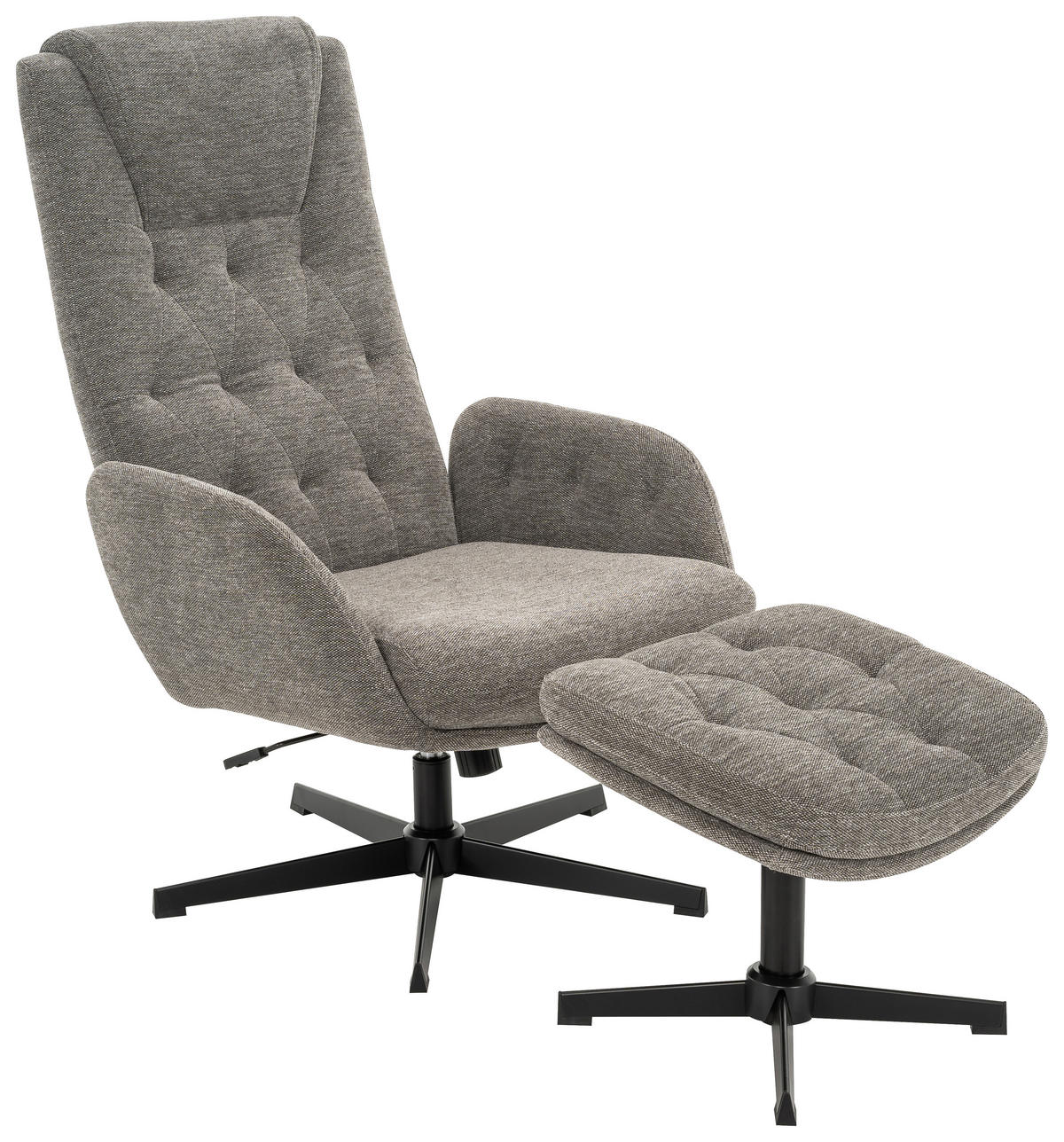 SESSELSET Webstoff Hocker    - Schwarz/Grau, MODERN, Textil/Metall (70/107/87cm) - MID.YOU