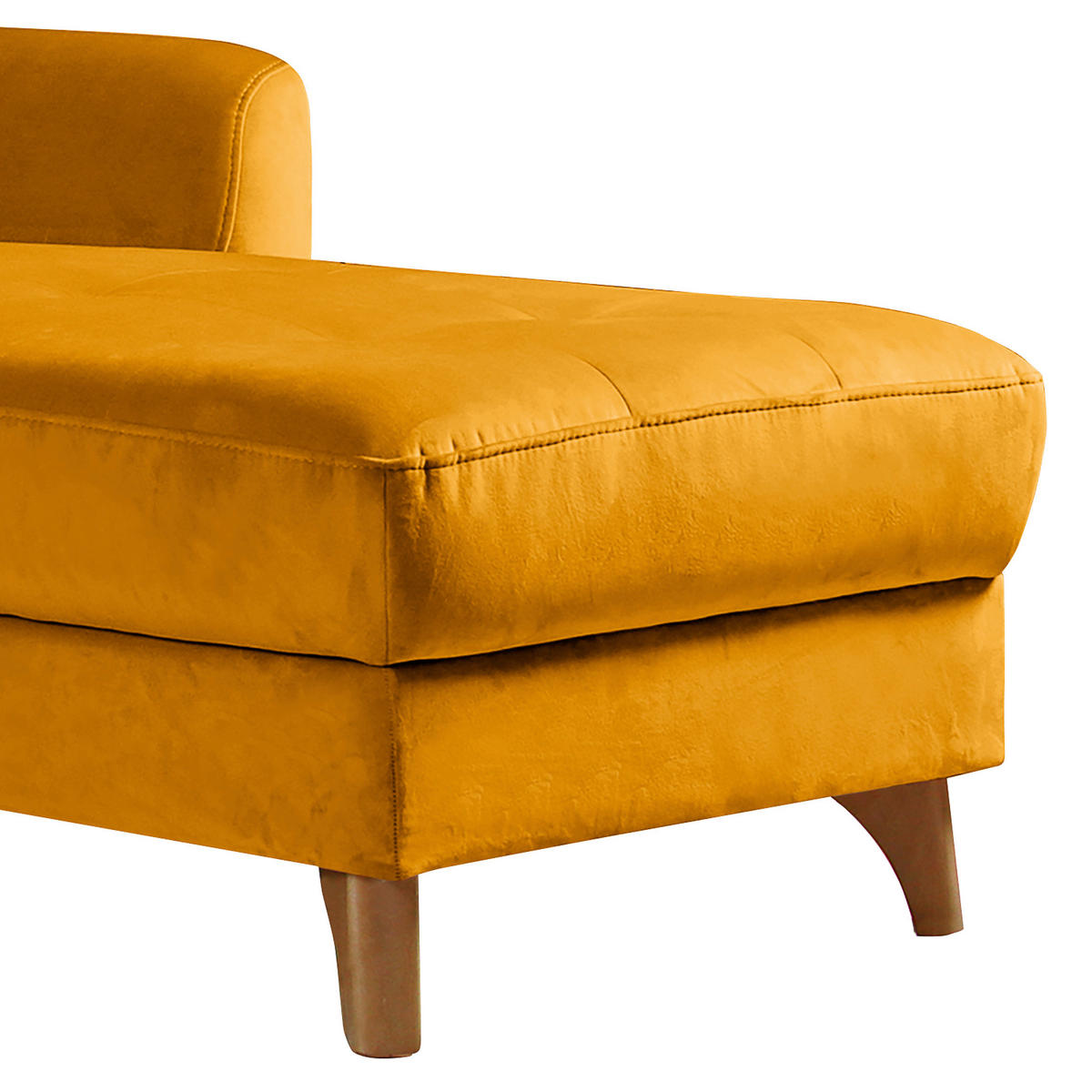 ECKSOFA Gelb Samt Bettkasten, Schlaffunktion, Liegefläche im Originalstoff  - Gelb/Buchefarben, Design, Holz/Textil (238/168cm) - Livetastic
