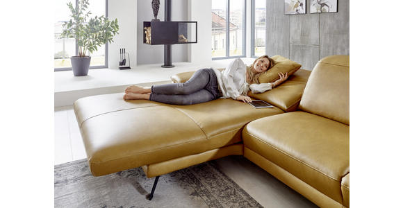 ECKSOFA in Echtleder Hellbraun 328/193 cm - Hellbraun/Schwarz, Design, Leder/Metall (328/193cm) - Dieter Knoll