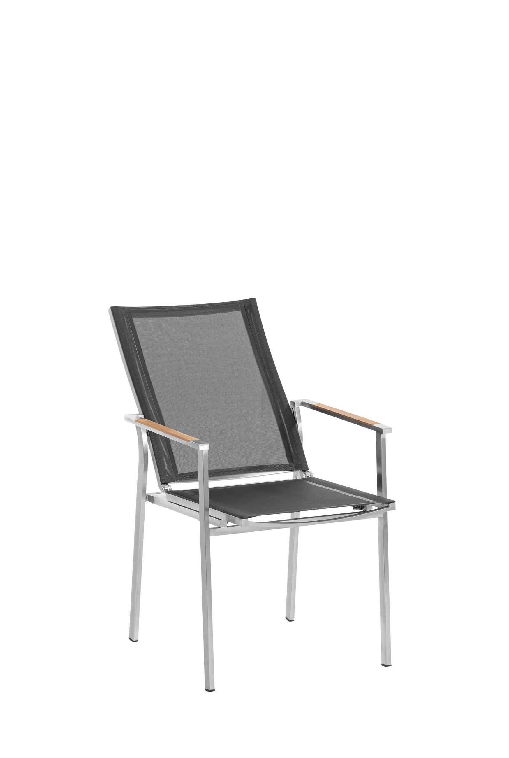 STAPELSESSEL Edelstahl Schwarz, Edelstahlfarben, Teakfarben  - Edelstahlfarben/Schwarz, Design, Holz/Textil (57/100/62,5cm)