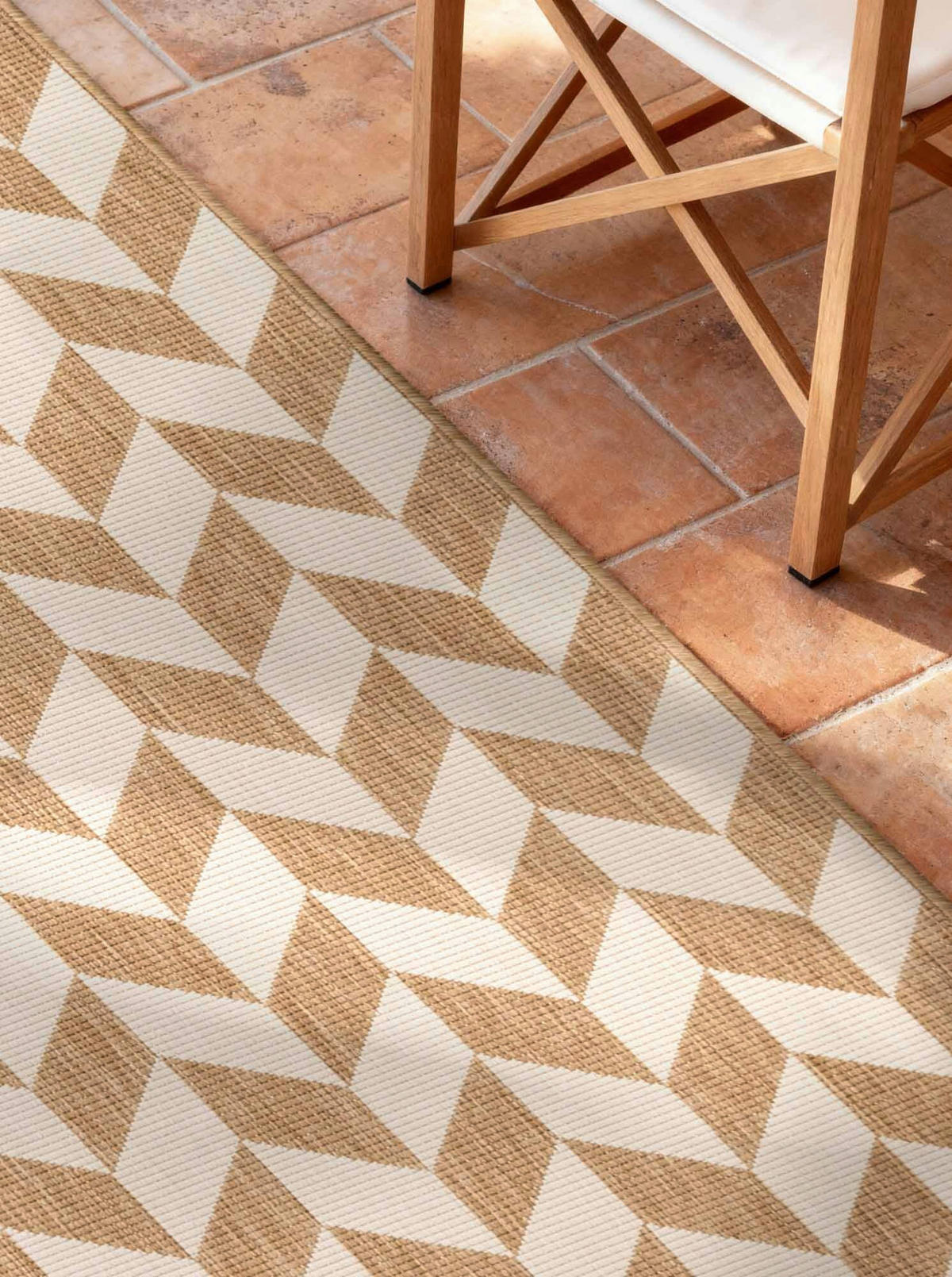 FLACHWEBETEPPICH 80/200 cm Haringey Weiß, Sandfarben rechteckig  - Sandfarben/Weiß, Design, Kunststoff (80/200cm)