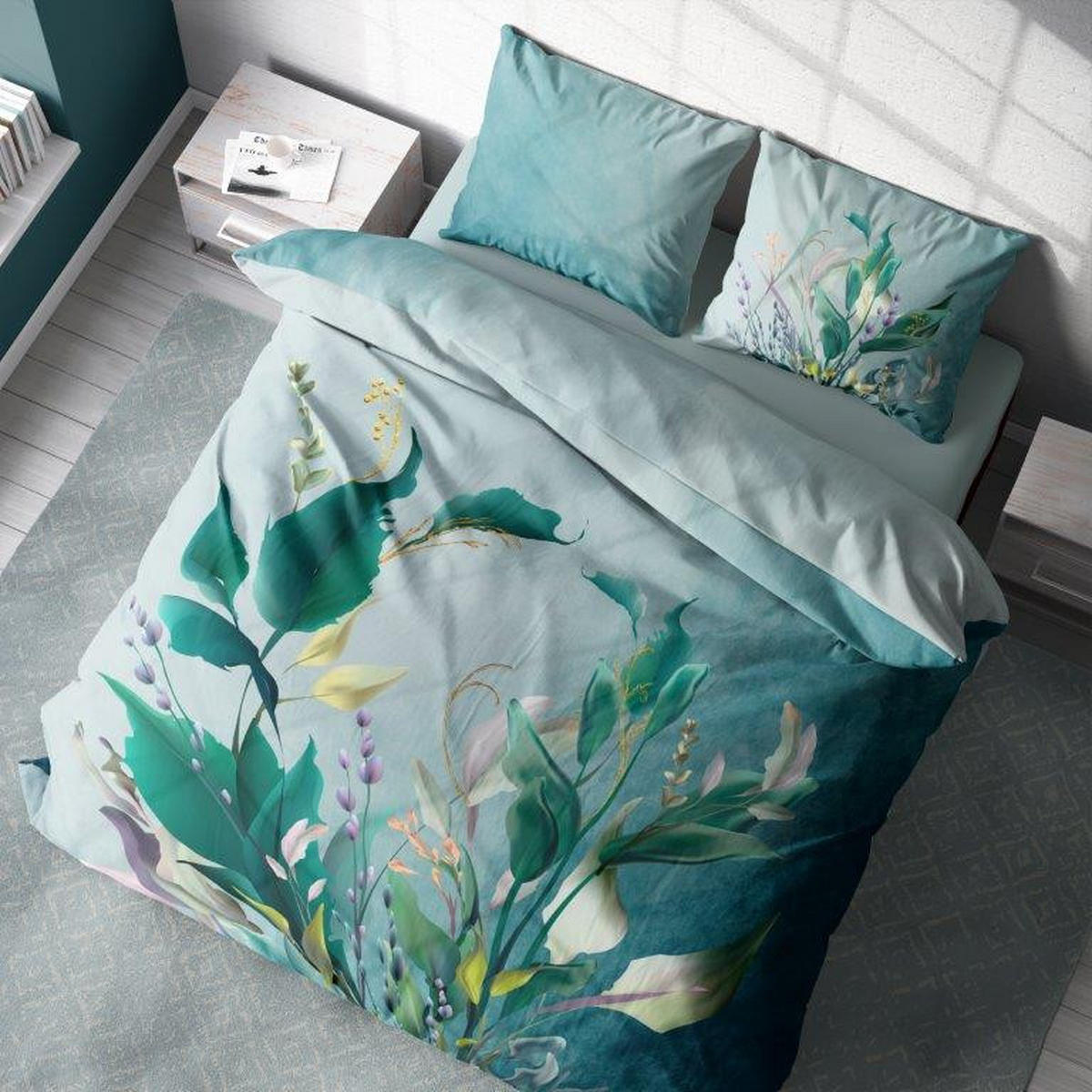 POSTELJINA SA DVA LICA 200/200 cm saten zelena  - zelena, Osnovno, tekstil (200/200cm) - Esposa