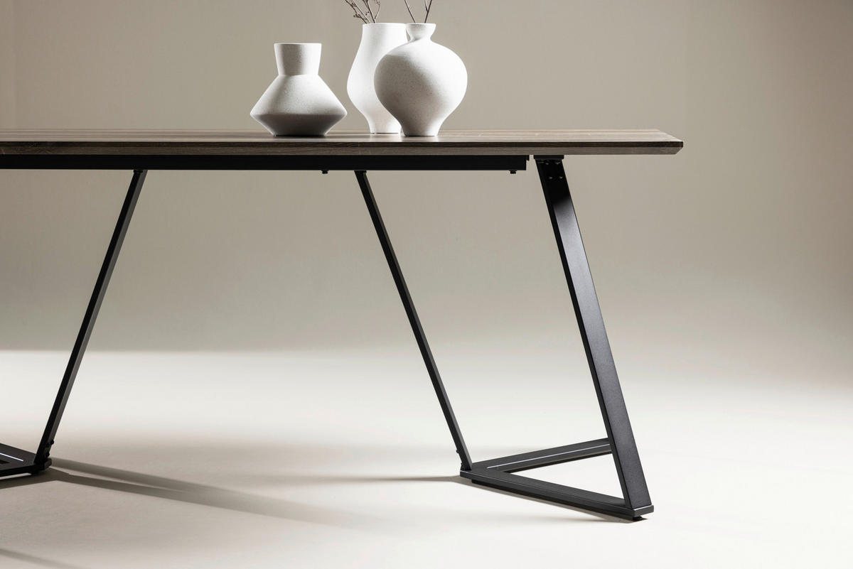 ESSTISCH furniert rechteckig Grau, Schwarz  - Schwarz/Grau, Design, Holzwerkstoff/Metall (180/90/75cm) - Livetastic