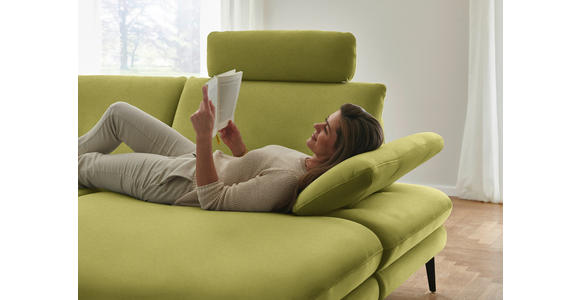 WOHNLANDSCHAFT  in Chenille, Flachgewebe Hellgrün  - Schwarz/Hellgrün, Design, Textil/Metall (208/344/180cm) - Dieter Knoll