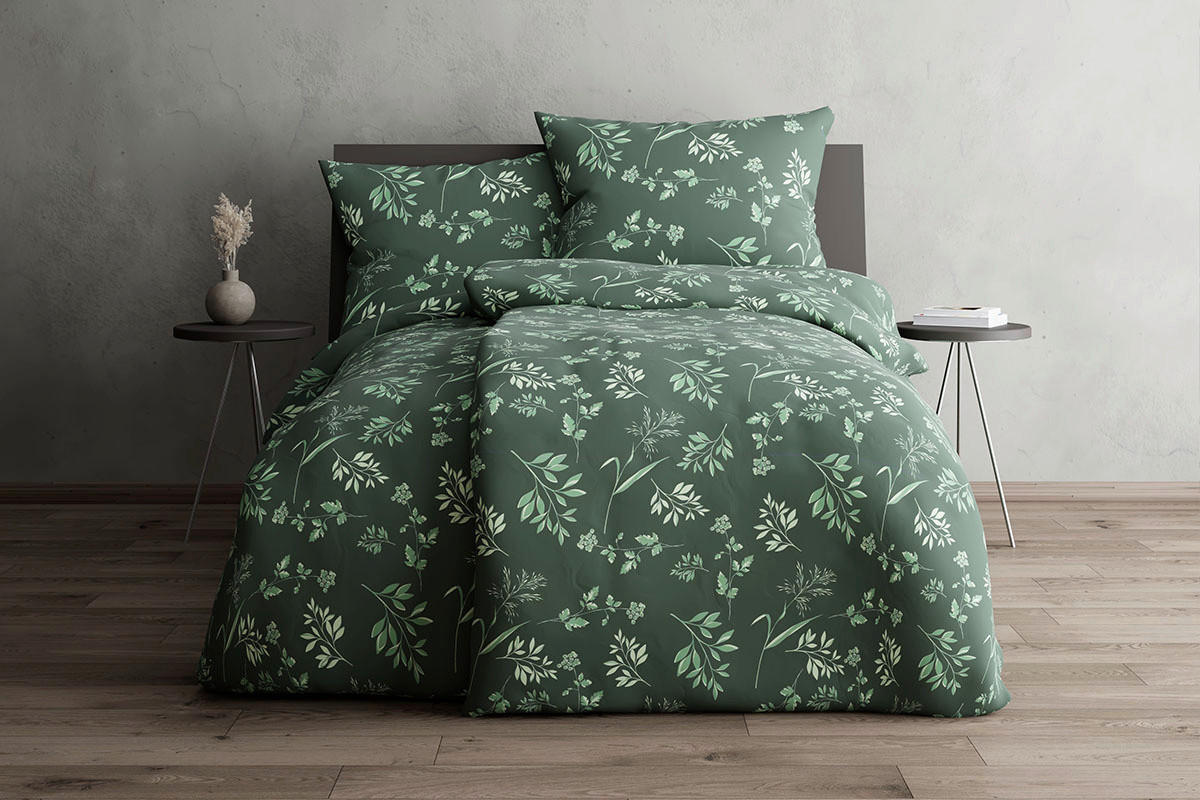 BETTWÄSCHE 140/200 cm  - Dunkelgrün/Hellgrün, Design, Textil (140/200cm) - Grund