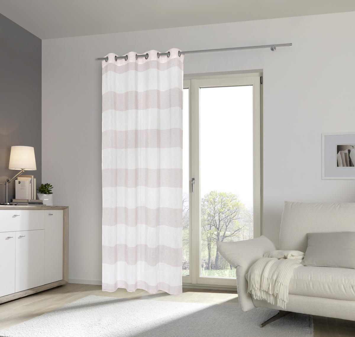 ÖSENSCHAL RIGA STRIPE halbtransparent 140/245 cm   - Taupe/Rosa, KONVENTIONELL, Textil (140/245cm) - Esposa