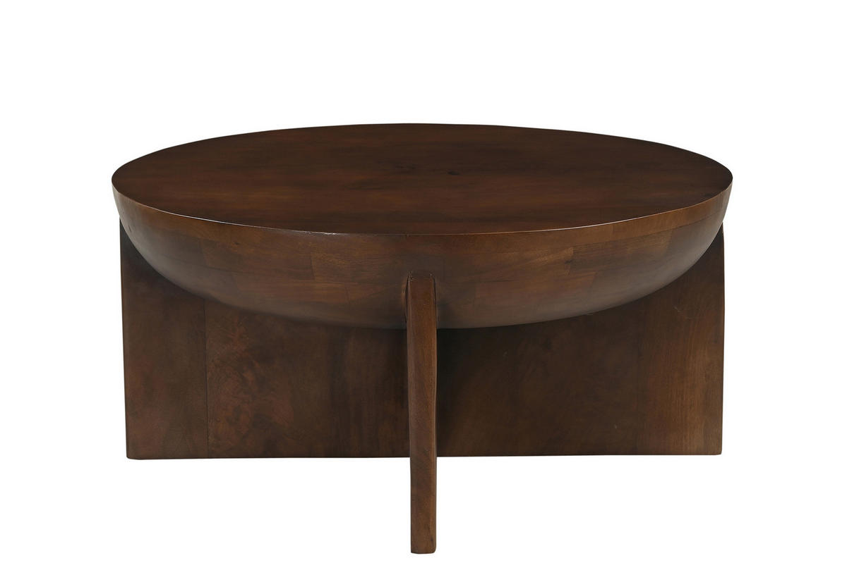 COUCHTISCH Mangoholz massiv 90/90/42 cm rund Braun  - Braun, Design, Holz (90/90/42cm) - MID.YOU