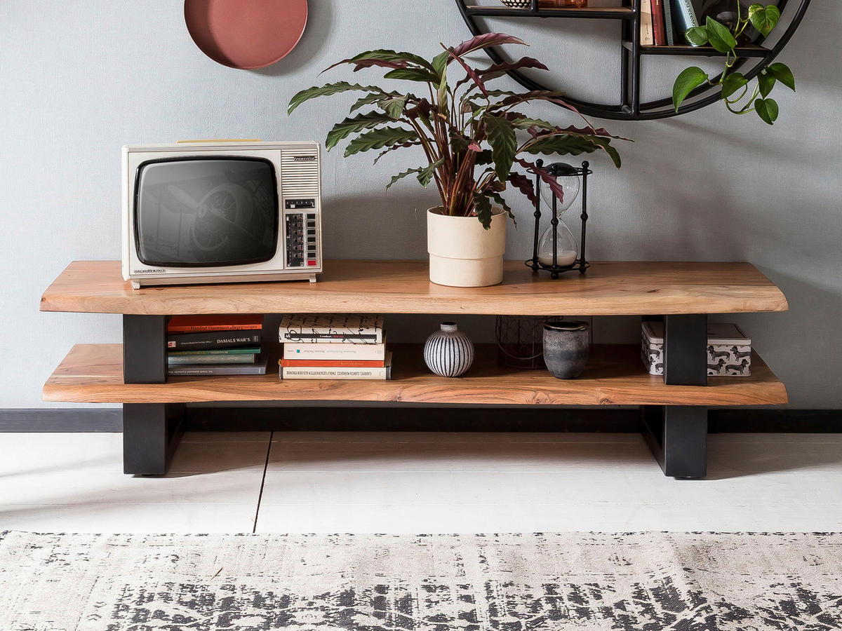 LOWBOARD  140/36/40 cm   - Schwarz/Naturfarben, Design, Holz/Metall (140/36/40cm) - MID.YOU