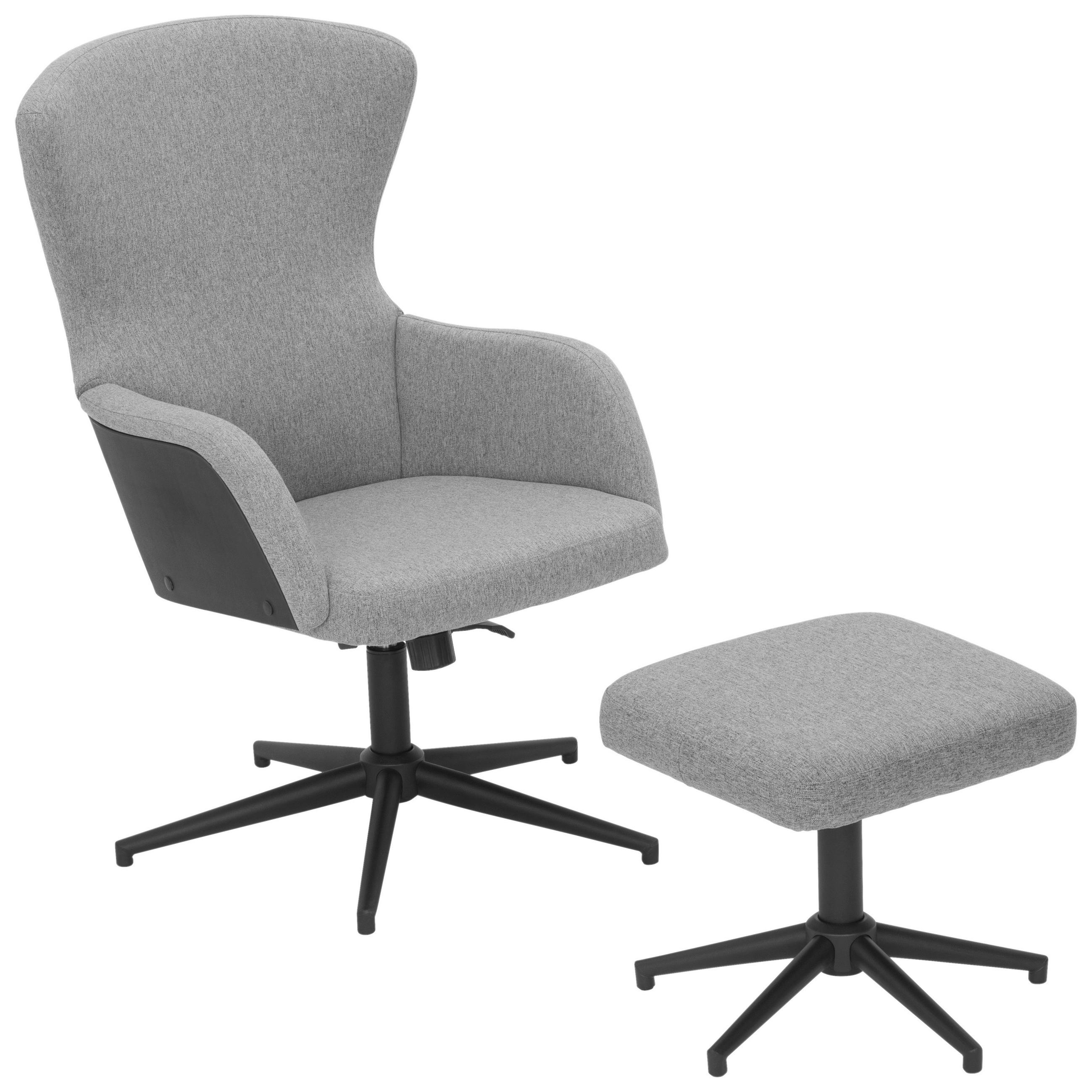 RELAXSESSEL Lesesessel Flachgewebe Hocker    - Schwarz/Grau, Design, Kunststoff/Textil (62/99/71cm) - MID.YOU