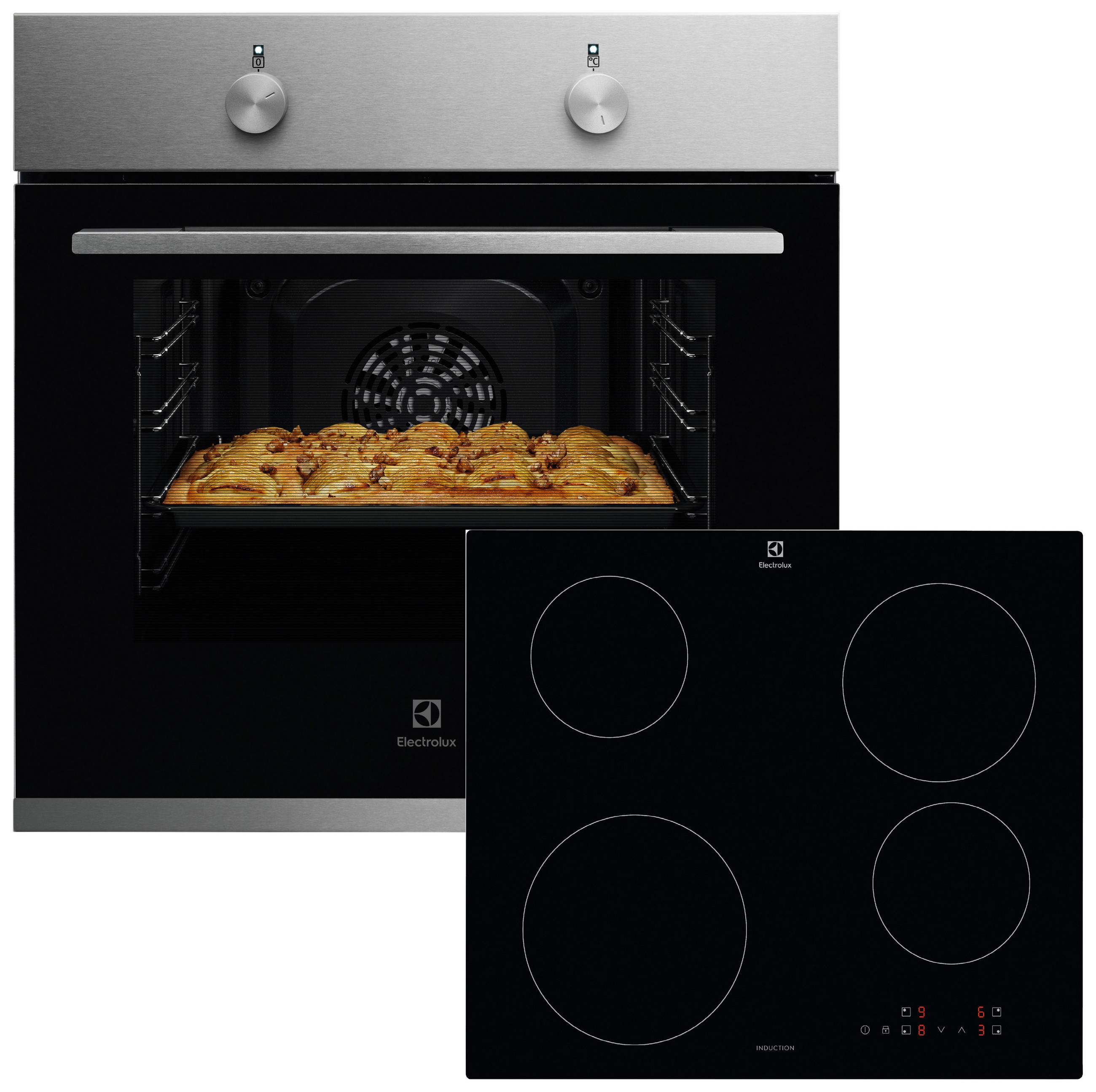 BACKOFENSET ELXB2X  - Edelstahlfarben/Schwarz, Basics, Glas/Metall (59,5/59,4/54,8cm) - Electrolux