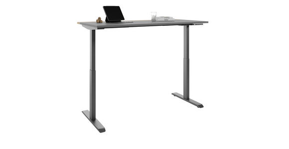 SCHREIBTISCH 160/75/72-122 cm  in Grau, Hickory  - Anthrazit/Grau, MODERN, Holzwerkstoff/Metall (160/75/72-122cm) - Novel