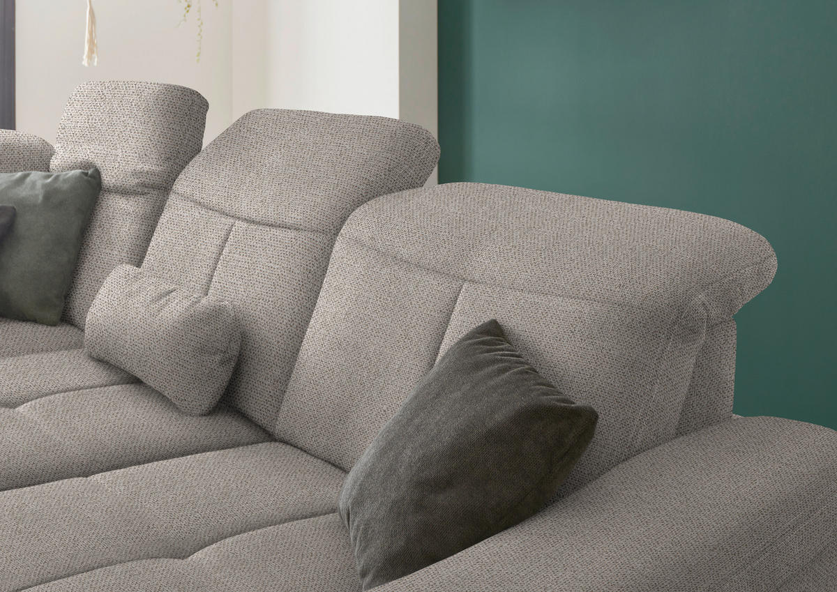 ECKSOFA in Flachgewebe Hellbraun  - Wildeiche/Hellbraun, Natur, Holz/Textil (243/301cm) - Voleo