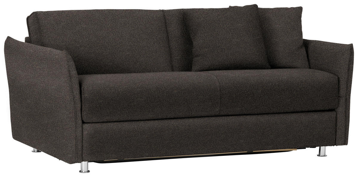 SCHLAFSOFA in Textil Dunkelbraun  - Chromfarben/Dunkelbraun, Modern, Textil/Metall (194/85/100cm) - Bali