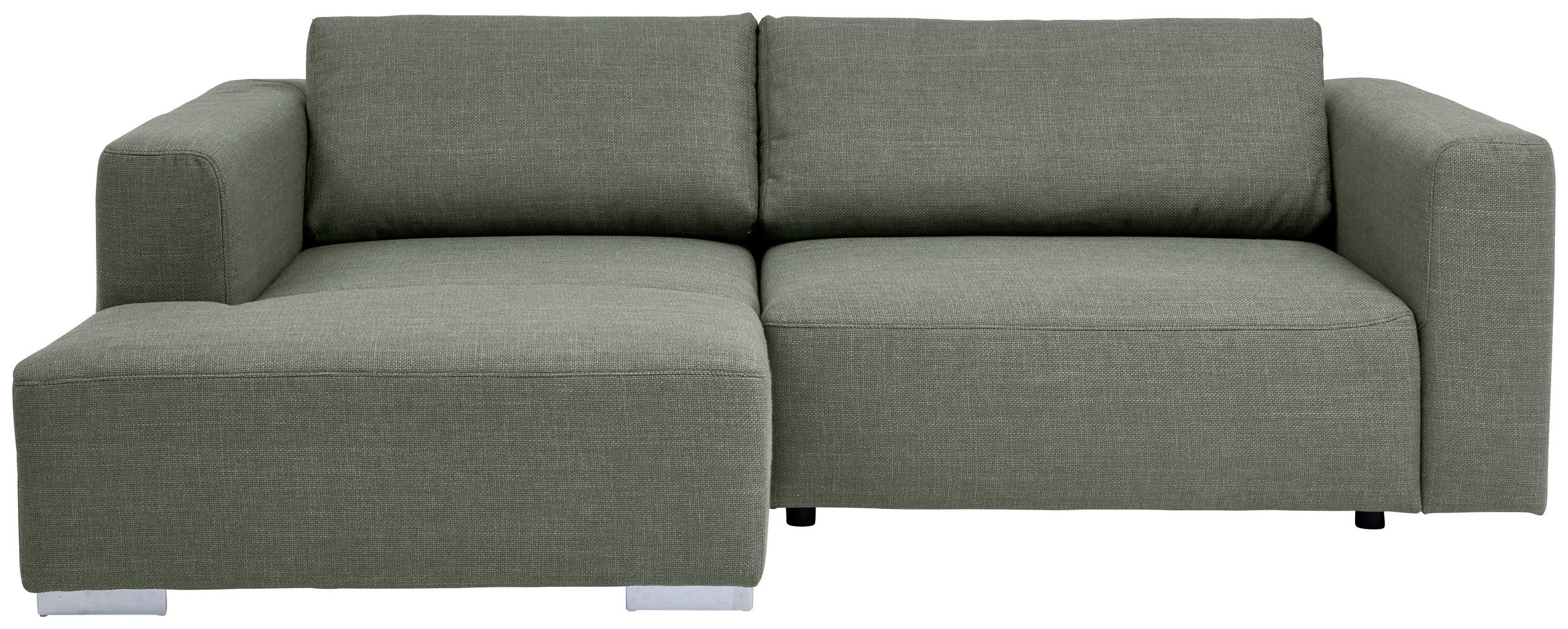 ECKSOFA inkl. Funktion Heaven Dunkelgrün Flachgewebe  - Chromfarben/Dunkelgrün, KONVENTIONELL, Textil/Metall (162/242cm) - Tom Tailor