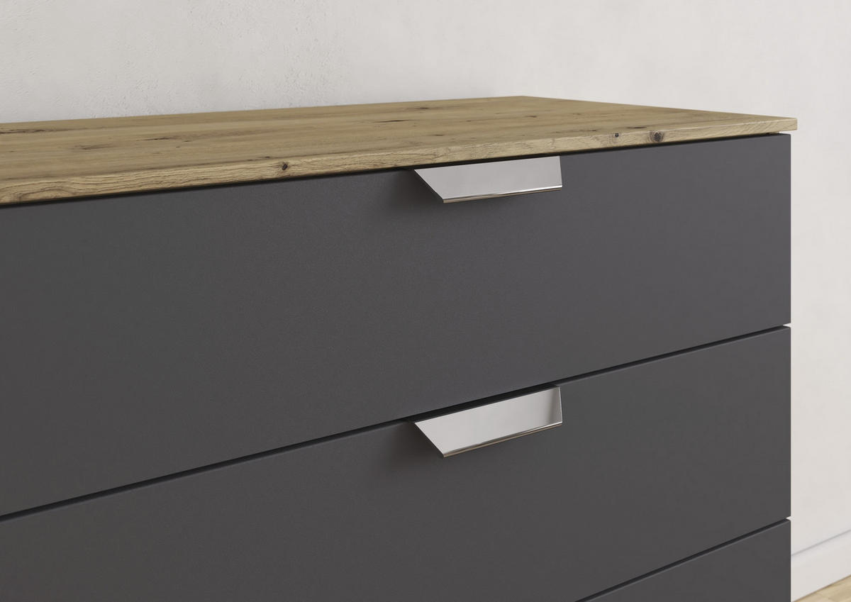 KOMMODE  in 80/81/42 cm  - Chromfarben/Dunkelgrau, Design, Holzwerkstoff/Metall (80/81/42cm) - Carryhome
