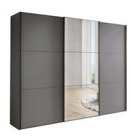 SCHWEBETÜRENSCHRANK 225/236/67 cm,  in Lavagrau, 3 Tür(en)  - Lavagrau/Schwarz, MODERN, Glas/Holzwerkstoff (225/236/67cm) - Chameo