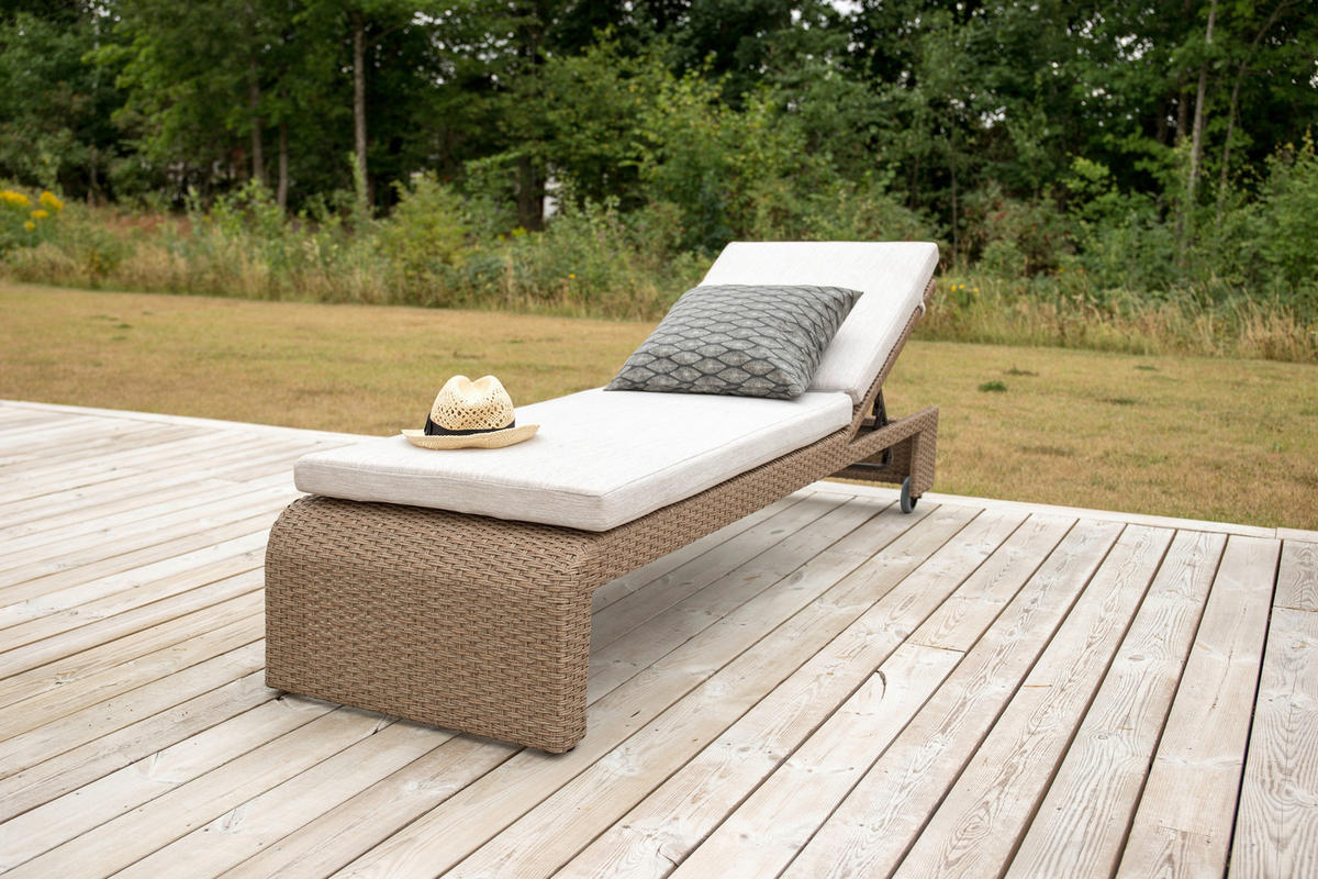 SONNENLIEGE 60/32/196 cm  - Sandfarben/Hellbraun, KONVENTIONELL, Kunststoff/Textil (60/32/196cm) - Gardenson