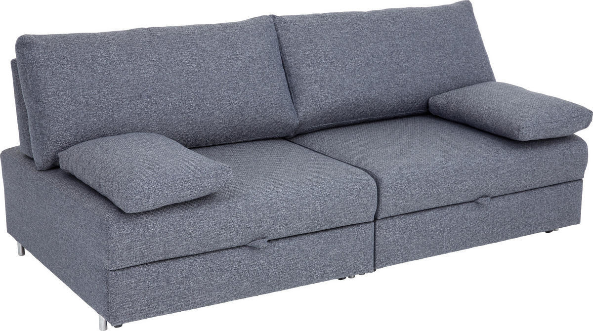 SCHLAFSOFA Blau, Grau  - Chromfarben/Blau, Design, Textil/Metall (192/77-88/110-120cm) - Bali