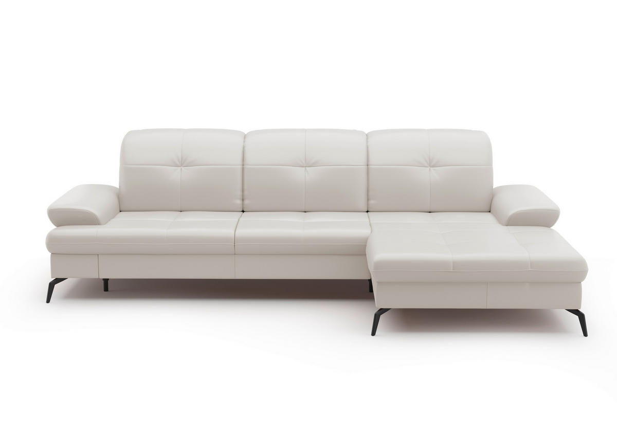 ECKSOFA in Vliesstoff Kombination Echtleder/Stoff Weiss  - Weiss/Schwarz, Konventionell, Leder/Textil (279/185cm) - Sit & More