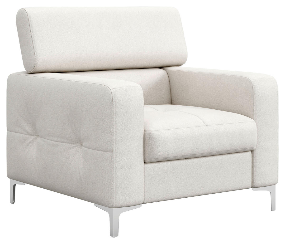 SESSEL Echtleder Weiß    - Chromfarben/Weiß, Design, Leder/Metall (99/78-92/106cm) - Livetastic