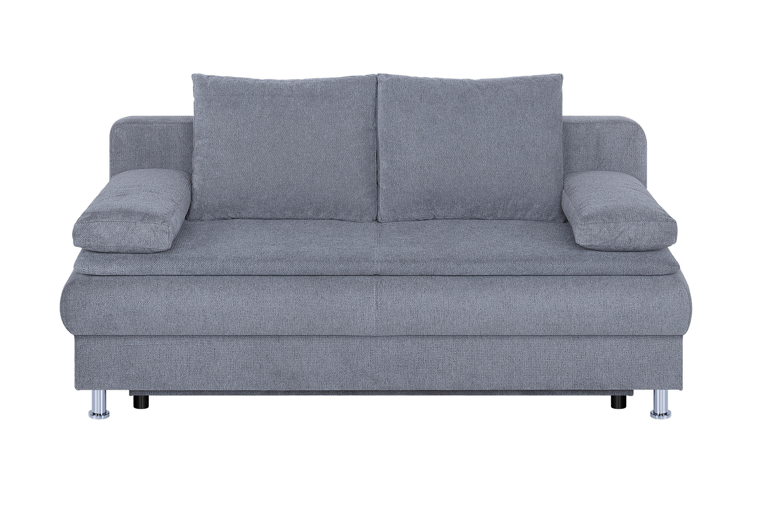 SCHLAFSOFA  in Webstoff Grau  - Chromfarben/Schwarz, Design, Holzwerkstoff/Kunststoff (200/92/90cm) - P & B