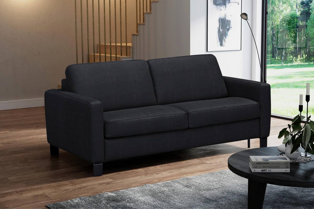 SCHLAFSOFA in Textil, Leder Schwarz  - Schwarz, Konventionell, Leder/Textil (190/87/100cm) - Celina Home