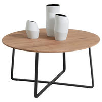 COUCHTISCH Kerneiche massiv 70/70/35 cm rund Eichefarben  - Eichefarben/Anthrazit, Natur, Holz/Metall (70/70/35cm) - Schöner Wohnen