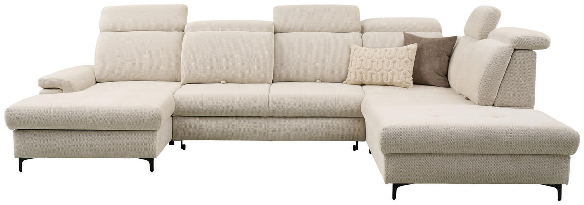 WOHNLANDSCHAFT in Struktur Beige  - Beige, Design, Textil/Metall (190/364/270cm) - Stylife