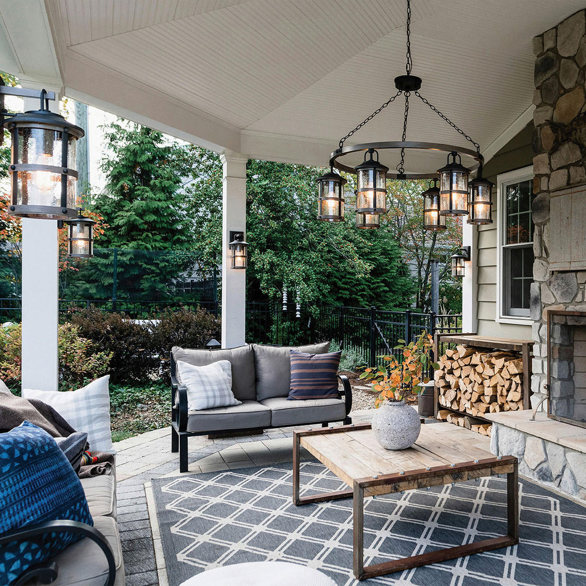 LUSTER 94.9/92.7 cm Elstead Lakehouse - siva/boje cinka, Konvencionalno, staklo/metal (94.9/92.7cm) - Elstead Lighting