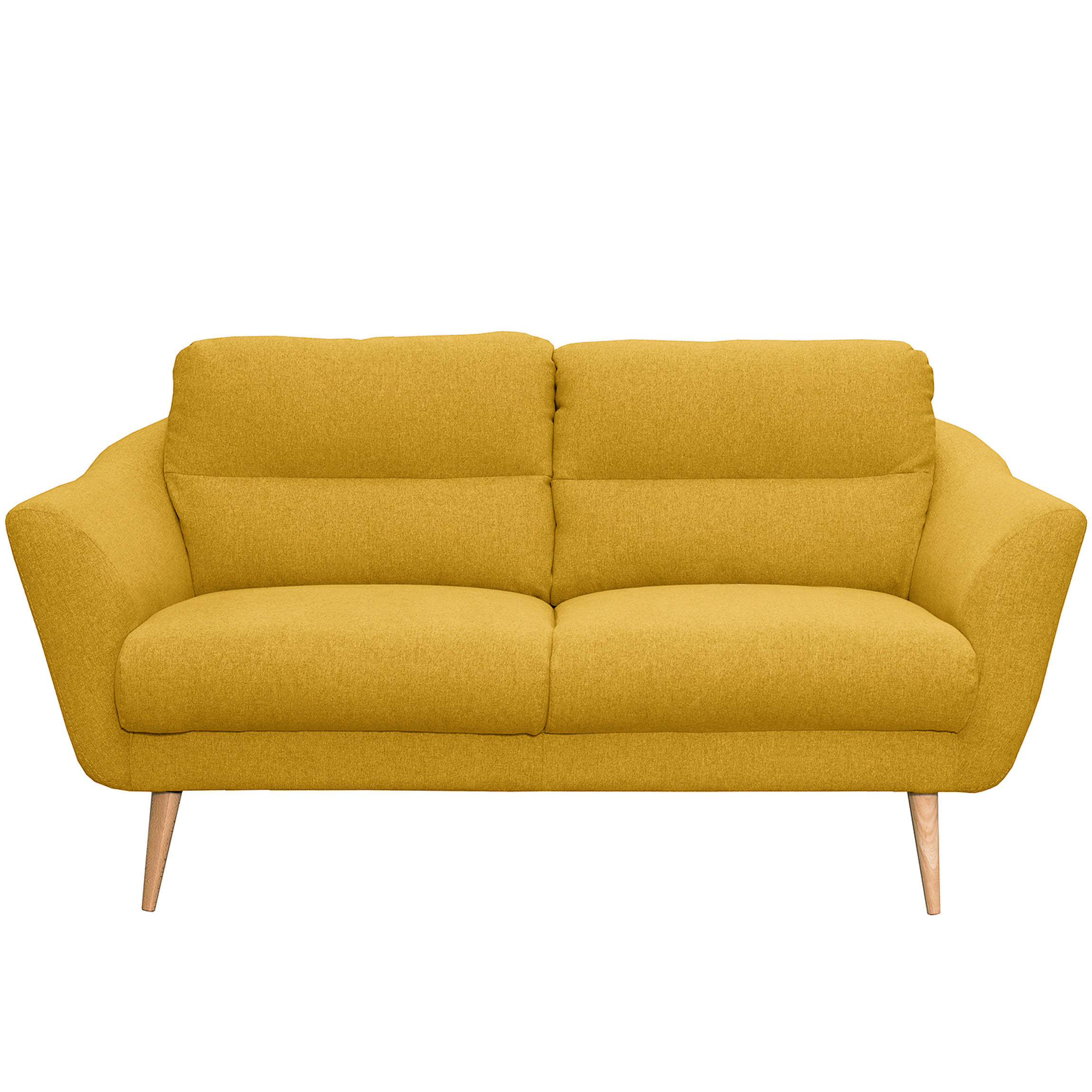 2,5-SITZER Webstoff Gelb  - Gelb/Buchefarben, Design, Holz/Textil (187/87/88cm) - Livetastic