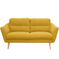 2,5-SITZER Webstoff Gelb  - Gelb/Buchefarben, Design, Holz/Textil (187/87/88cm) - Livetastic