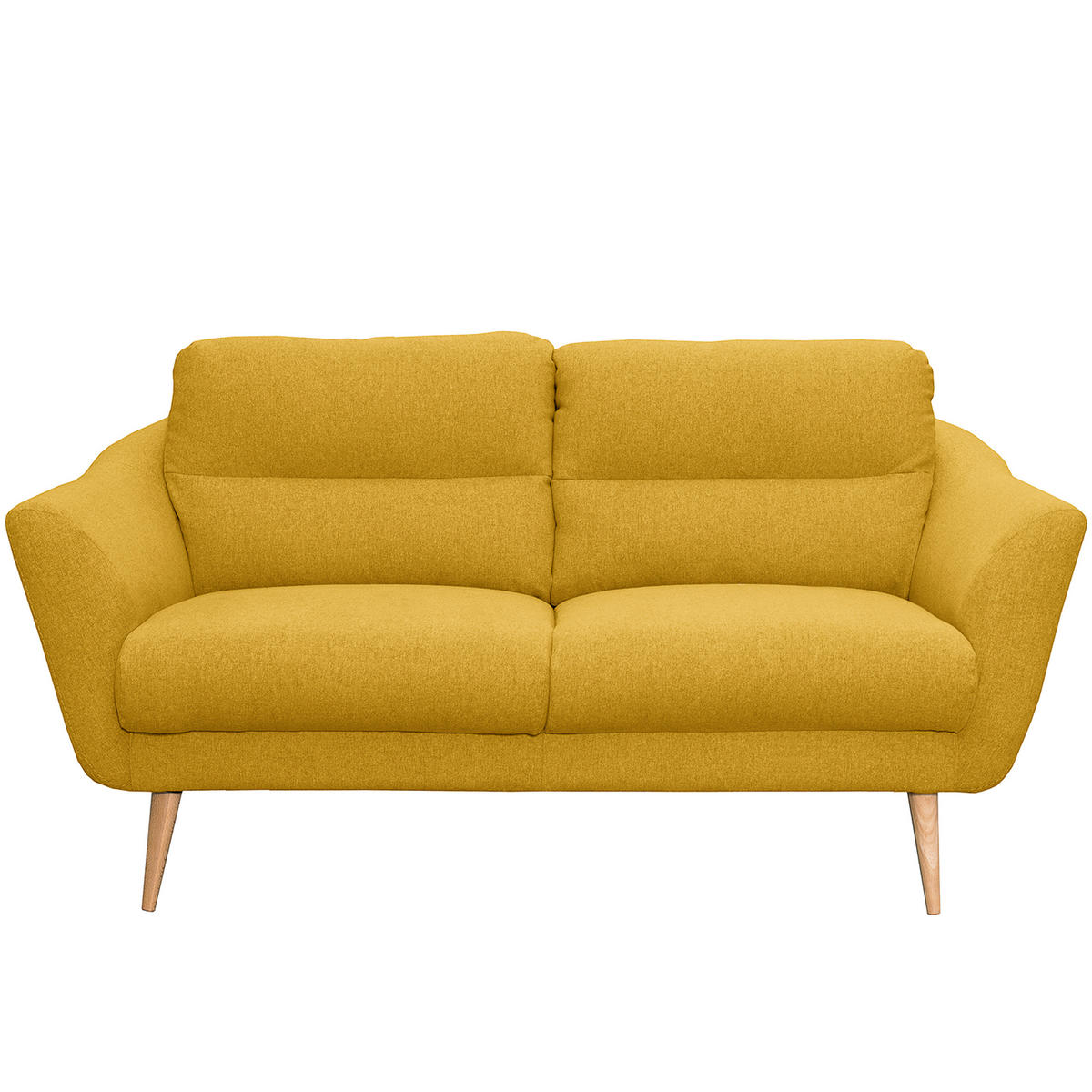 2,5-SITZER Webstoff Gelb  - Gelb/Buchefarben, Design, Holz/Textil (187/87/88cm) - Livetastic