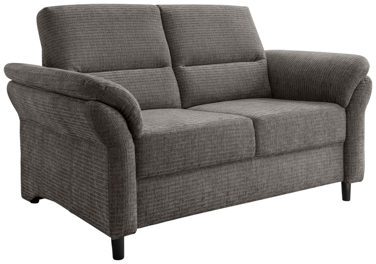 2-SITZER-SOFA in Mikrofaser Graubraun  - Graubraun/Schwarz, Modern, Holz/Textil (147/90/89cm) - Livetastic