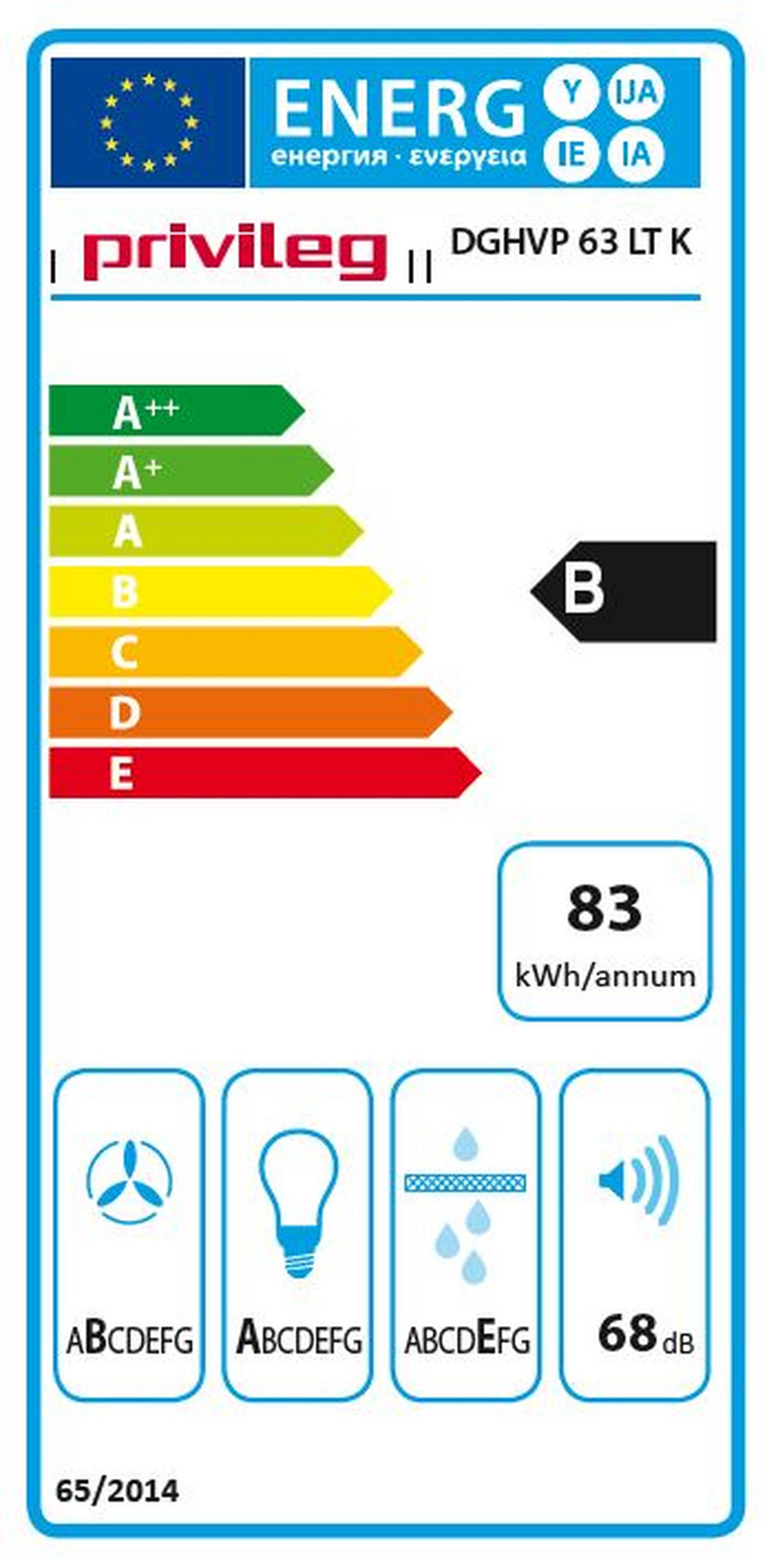 DUNSTABZUGSHAUBE DGHVP 63 LT K  - Schwarz, Basics, Kunststoff/Metall (59,8/77,5/32,6cm) - Privileg