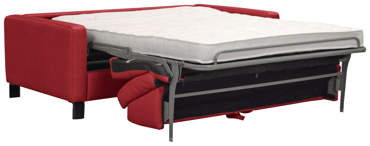CANAPEA EXTENSIBILĂ textil, piele roșu  - roșu/negru, Konventionell, metal/textil (190/87/100cm) - Celina Home