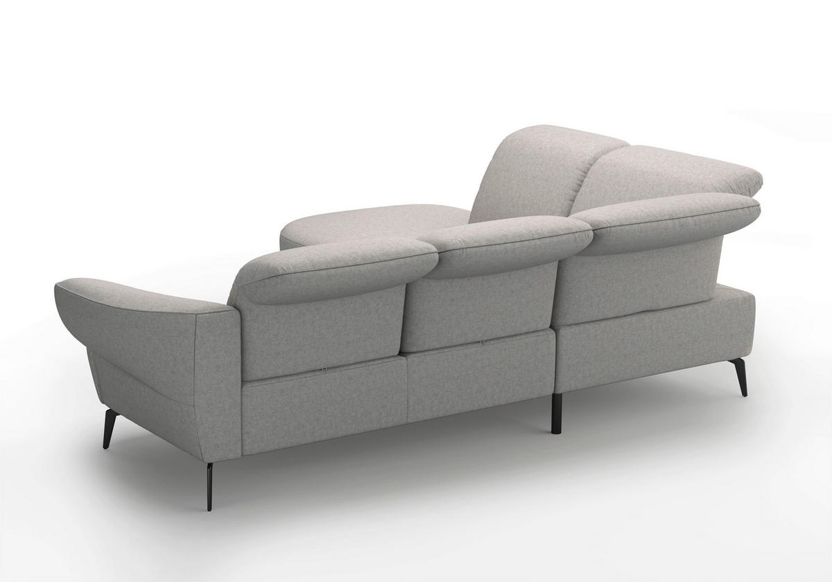 ECKSOFA in Flachgewebe Hellgrau  - Hellgrau/Schwarz, Modern, Textil/Metall (270/302cm) - Sit & More