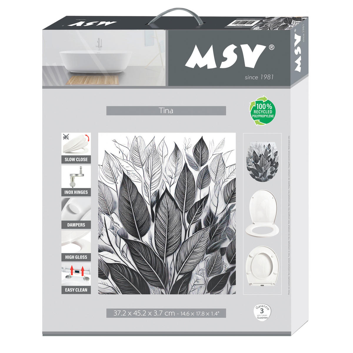 WC-SITZ - Grauweiß, Basics, Kunststoff (45.5/4/37.2cm) - MSV