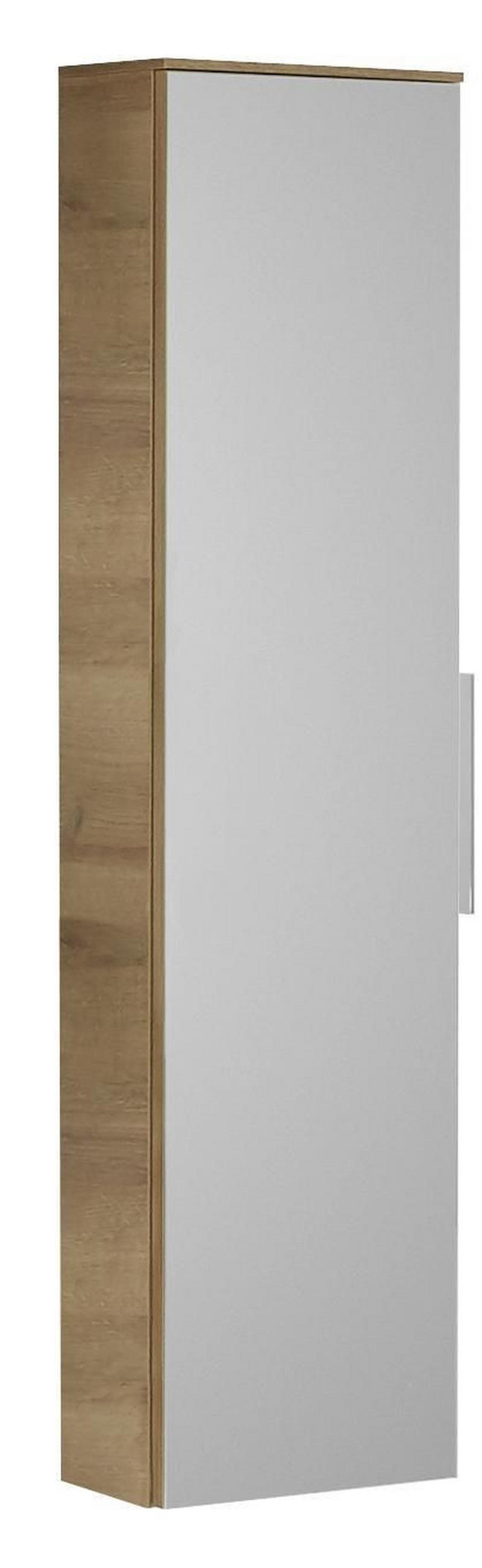 MIDISCHRANK 30/121/17 cm  - Chromfarben/Eichefarben, KONVENTIONELL, Glas/Holzwerkstoff (30/121/17cm) - Sadena