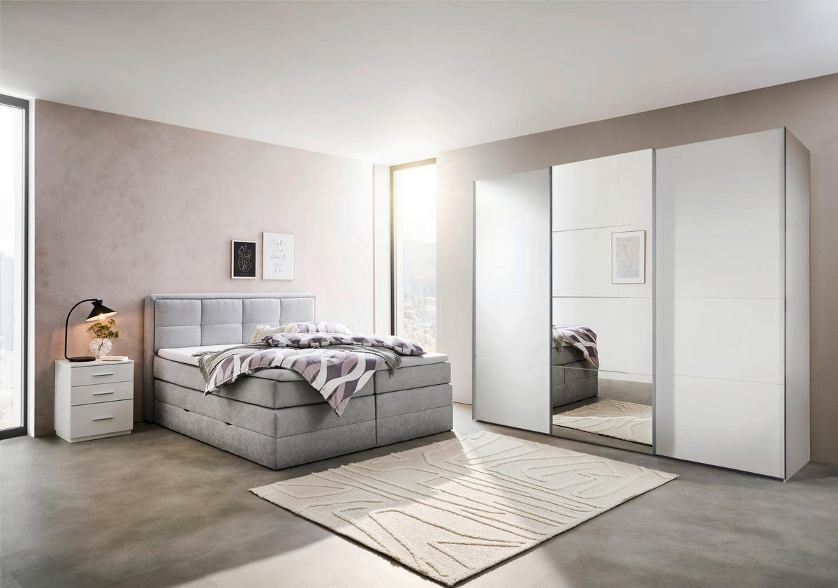 BOXSPRINGBETT 180/200 cm  in Greige  - Greige/Schwarz, Konventionell, Kunststoff/Textil (180/200cm) - Esposa