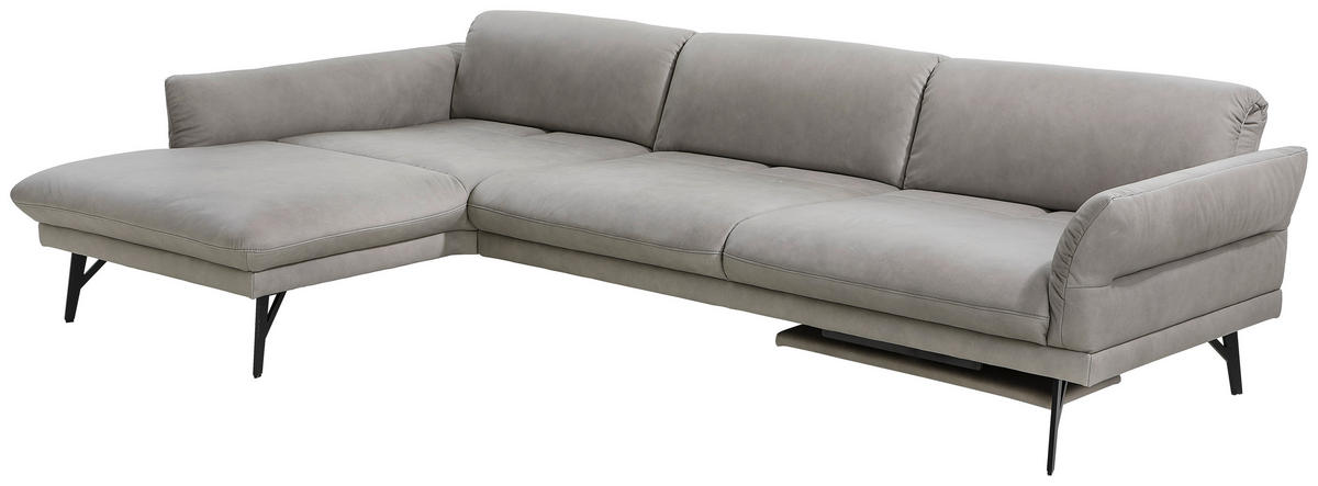 ECKSOFA in Echtleder Grau  - Anthrazit/Grau, Design, Leder/Metall (173/308cm) - Joop!