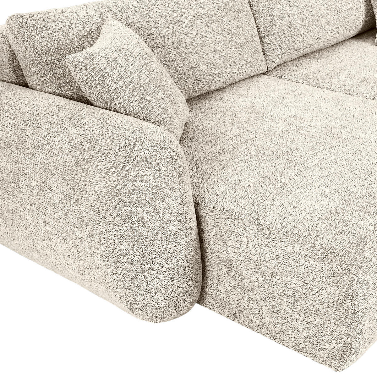 BIGSOFA Flachgewebe Beige  - Beige/Schwarz, KONVENTIONELL, Kunststoff/Textil (250/72/145cm) - Carryhome
