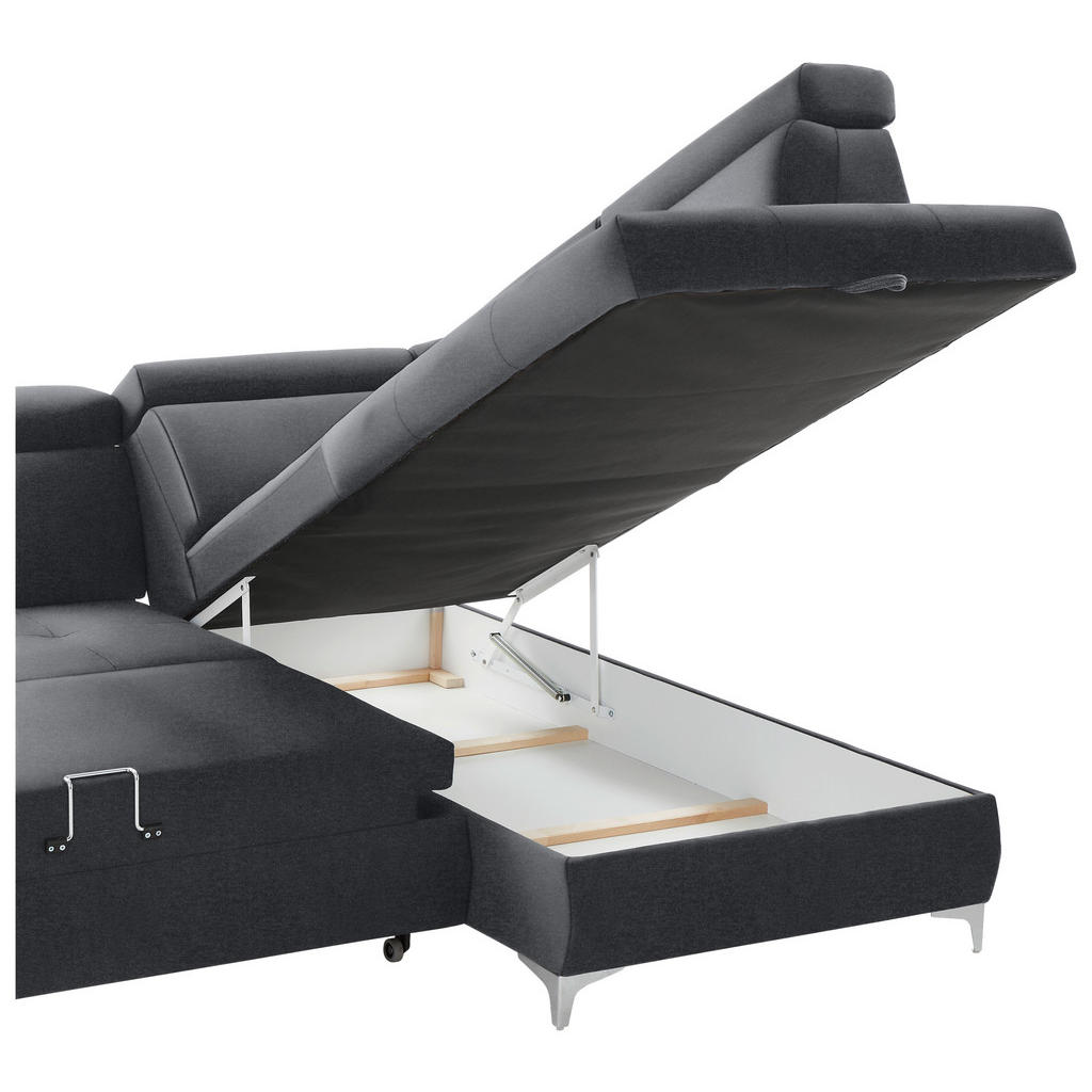 Thumbnail - Carryhome Ecksofa, Grau, Dunkelgrau, Textil, 5-Sitzer, Ottomane rechts, L-Form, 271x206 cm, Stoffauswahl, Liegefunktion,...